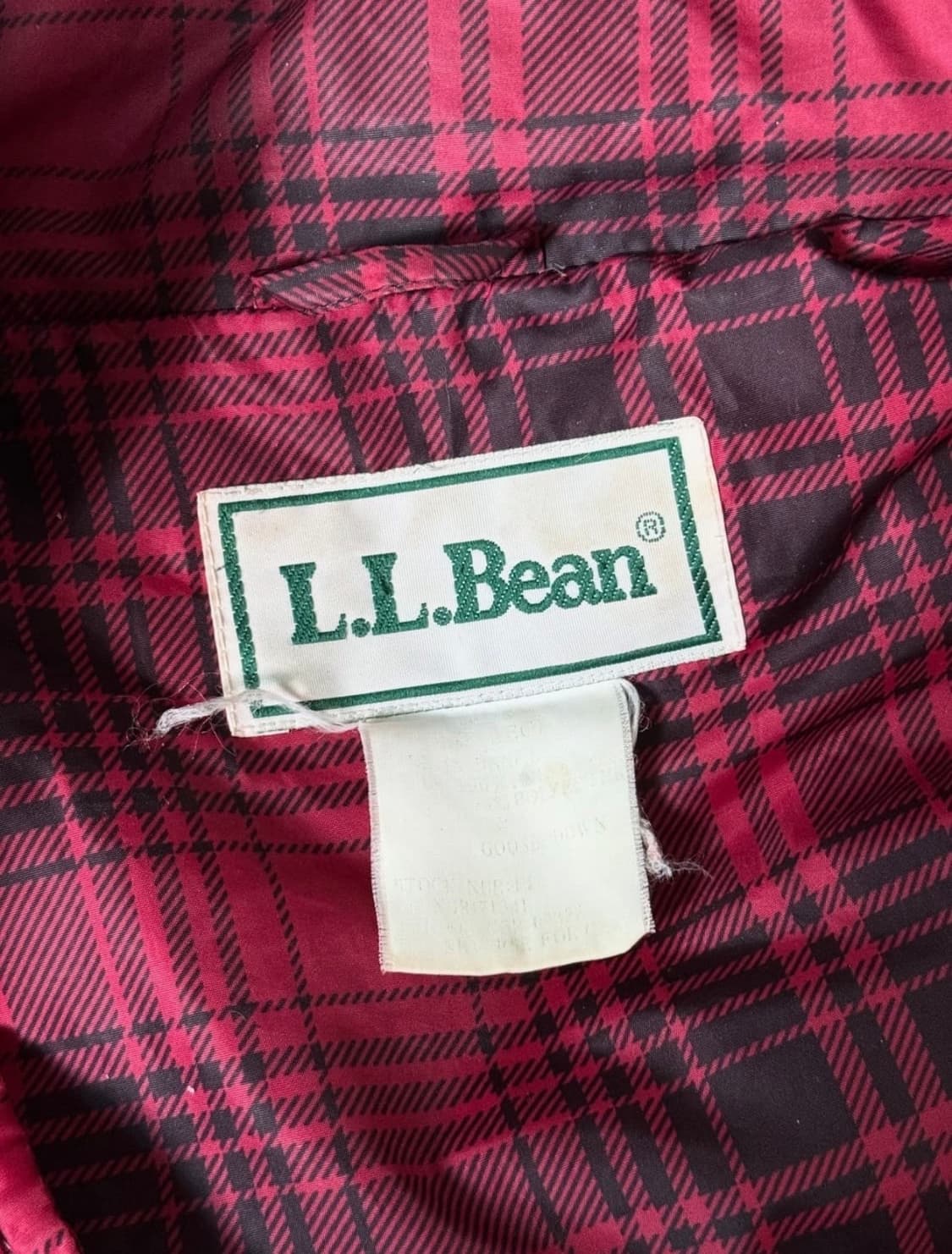 80s 엘엘빈 구스다운 타탄체크 경량 패딩조끼 XL (105-110) 상품이미지6