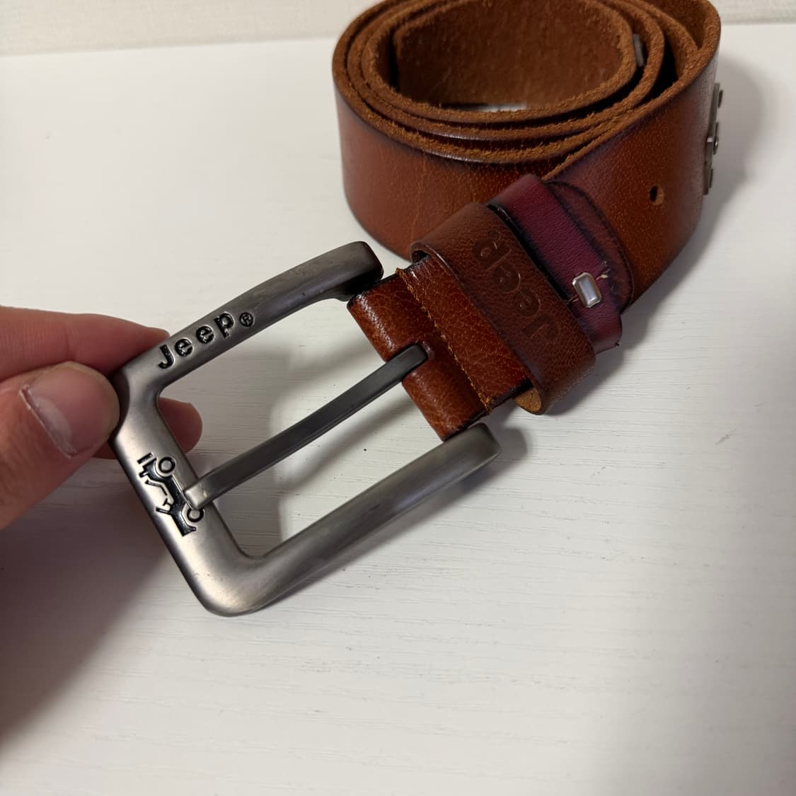 지프(Jeep) 브라운 가죽 벨트 상품이미지2