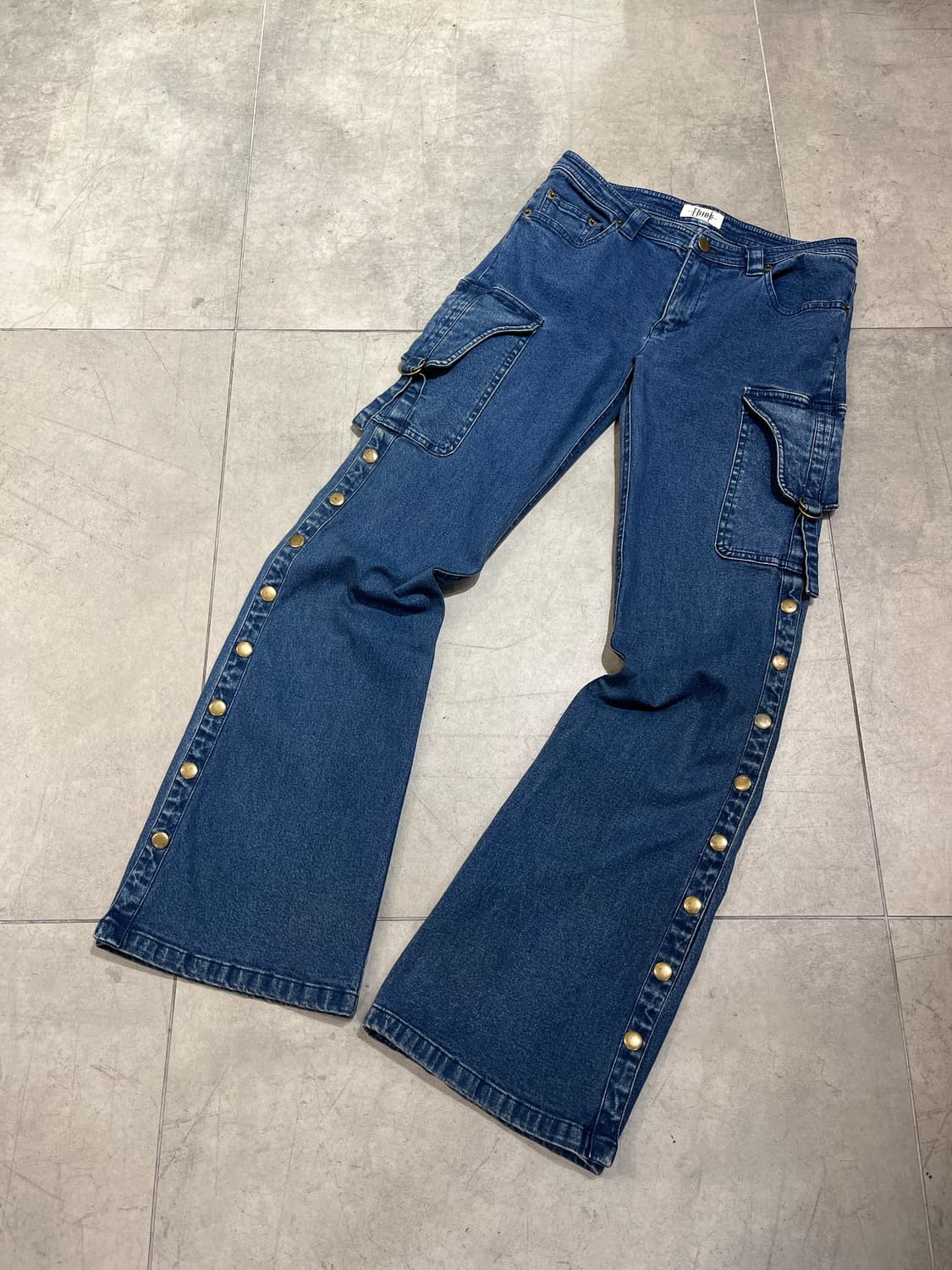 일본 빈티지 카고 스냅버튼 부츠컷 데님 팬츠 상품이미지1