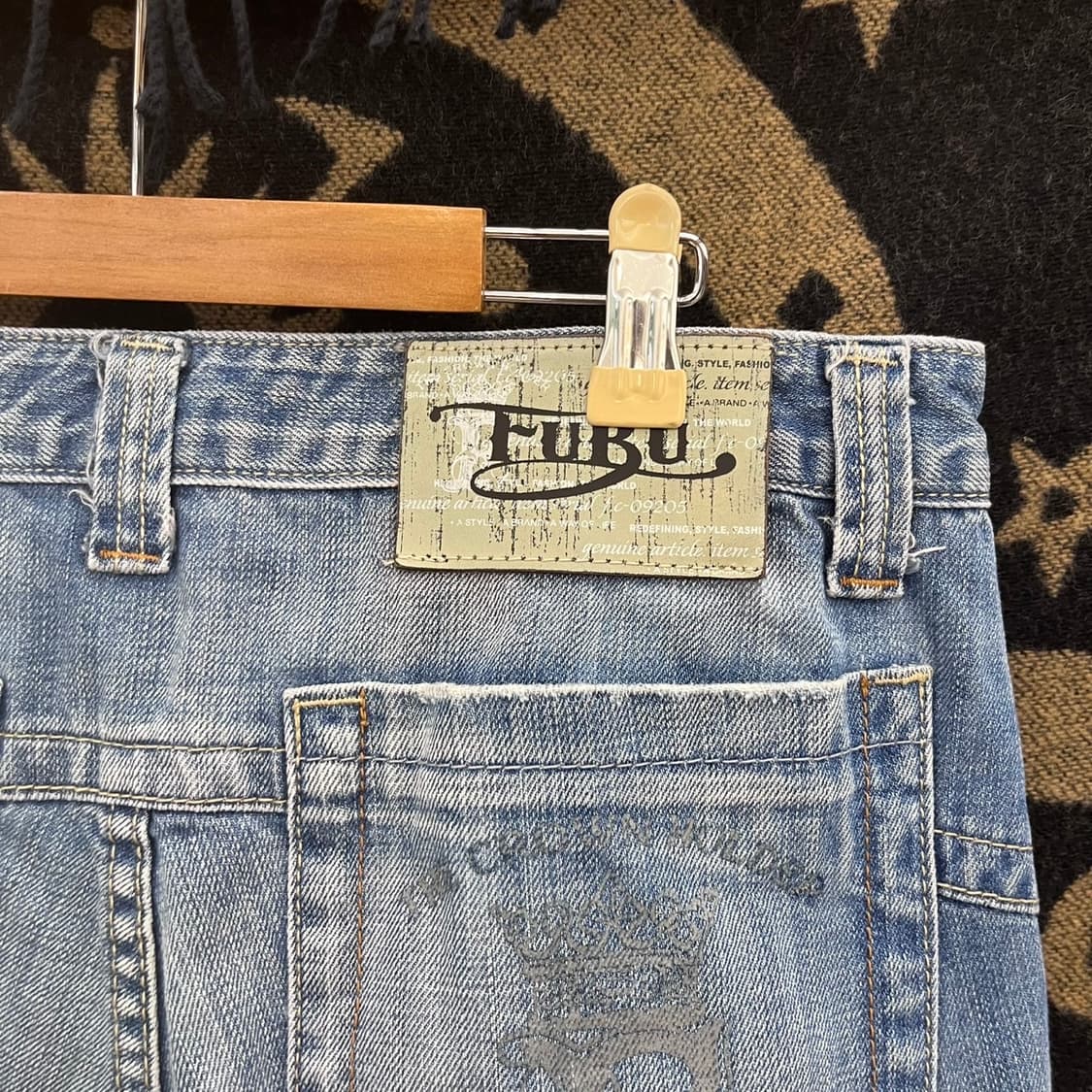 FUBU 후부 스트릿 키치 패치워크 데님 버뮤다 반바지 K0246 상품이미지5
