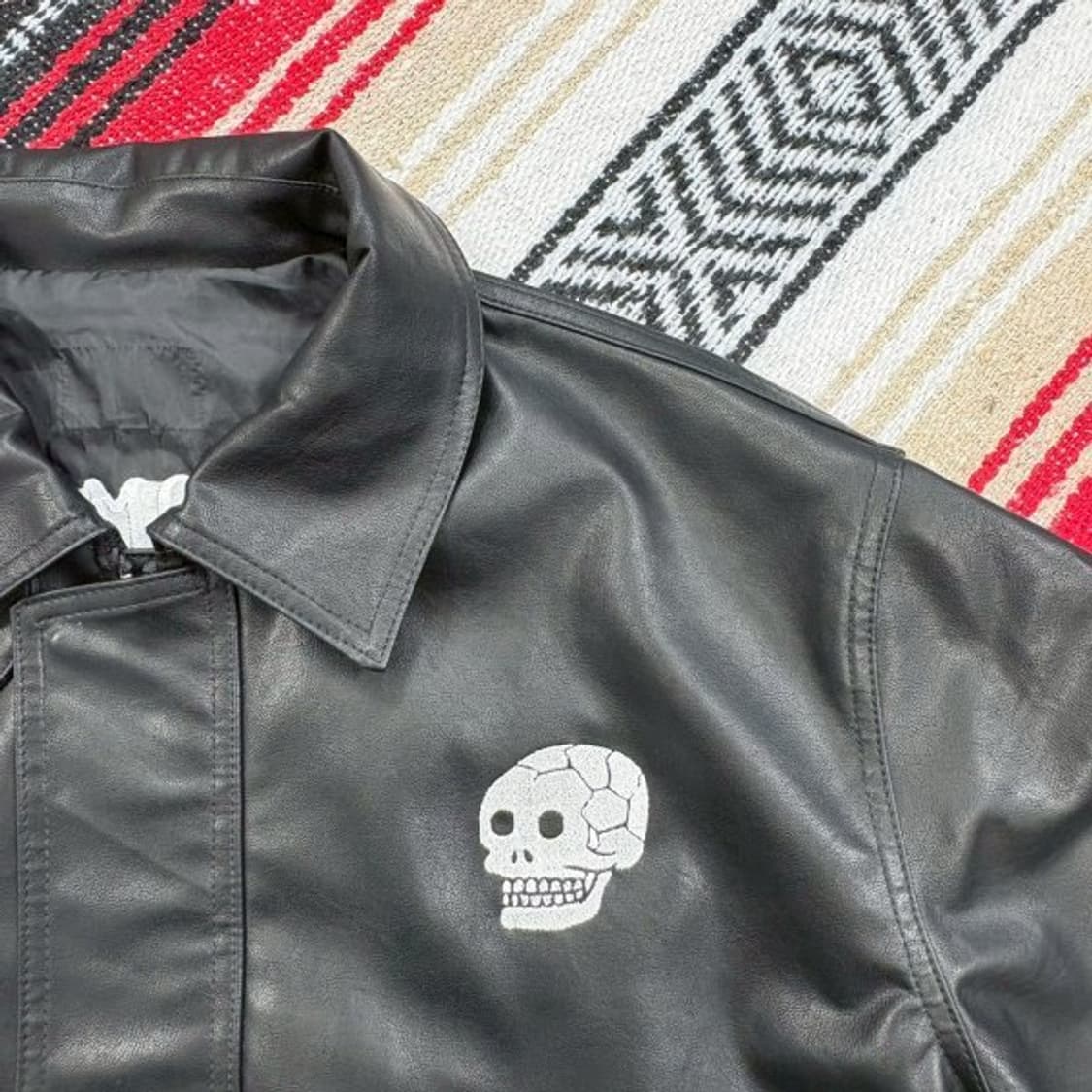 (2XL) 98th 미공군 아카이브 해골 바이커 오버핏 레더 자켓 상품이미지5