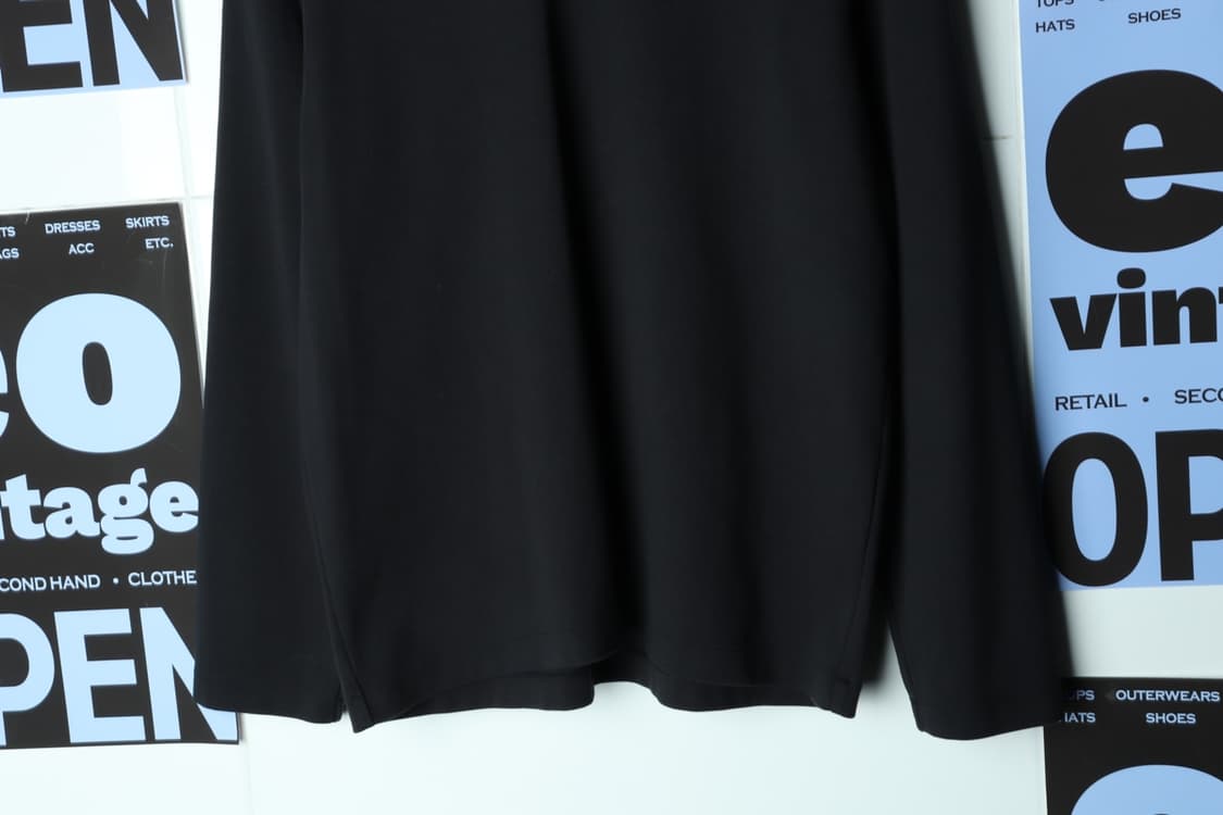 (L-2XL) 브랜드빈티지 긴팔티셔츠 카라 블랙 놈코어-H31873 상품이미지4