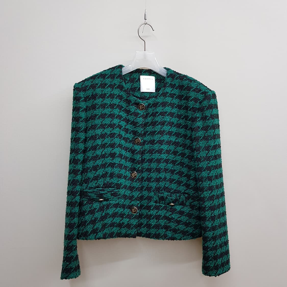 산드로 SANDRO 체크 텍스처 크롭 자켓 38사이즈 상품이미지2