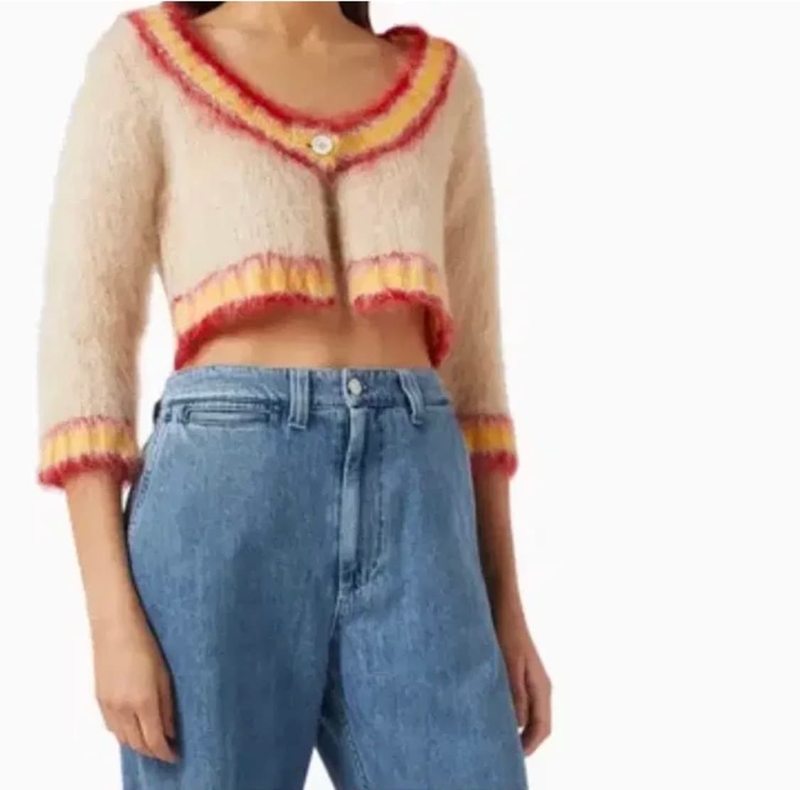 마르니 스트라이프 트리밍 모헤어 블렌드 크롭 가디건(40) 상품이미지1