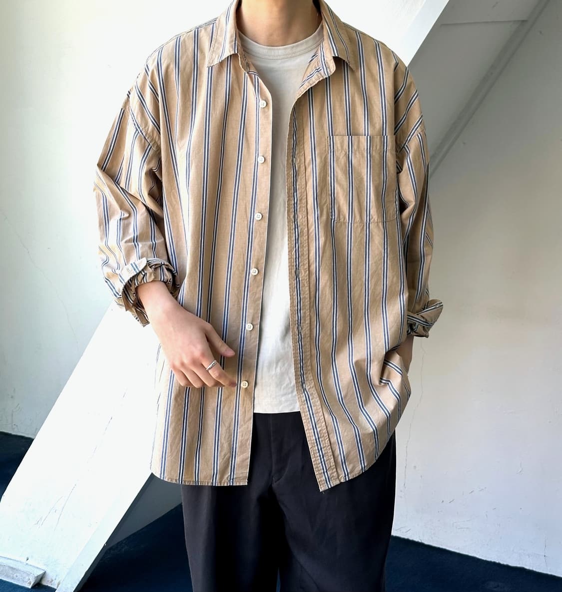 Light cotton linen stripe design shirt 상품이미지8