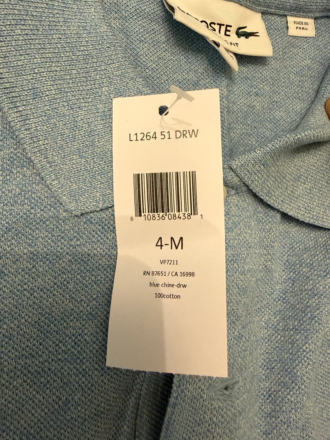 라코스테 클래식핏 폴로 티셔츠 블루 4-M사이즈 상품이미지3