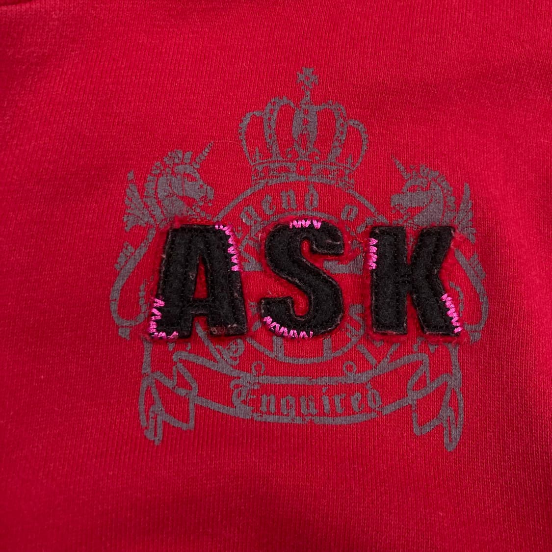 ASK y2k 레드 컬러 빅로고 후드 집업 상품이미지3