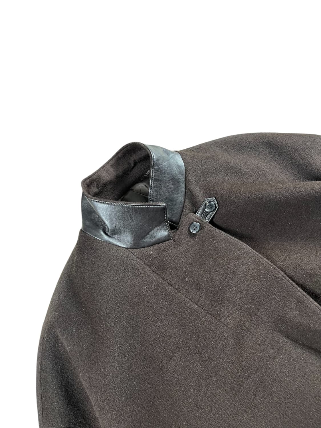 KIYOKO TAKASE 레더 카라 브라운 발마칸 코트  상품이미지2