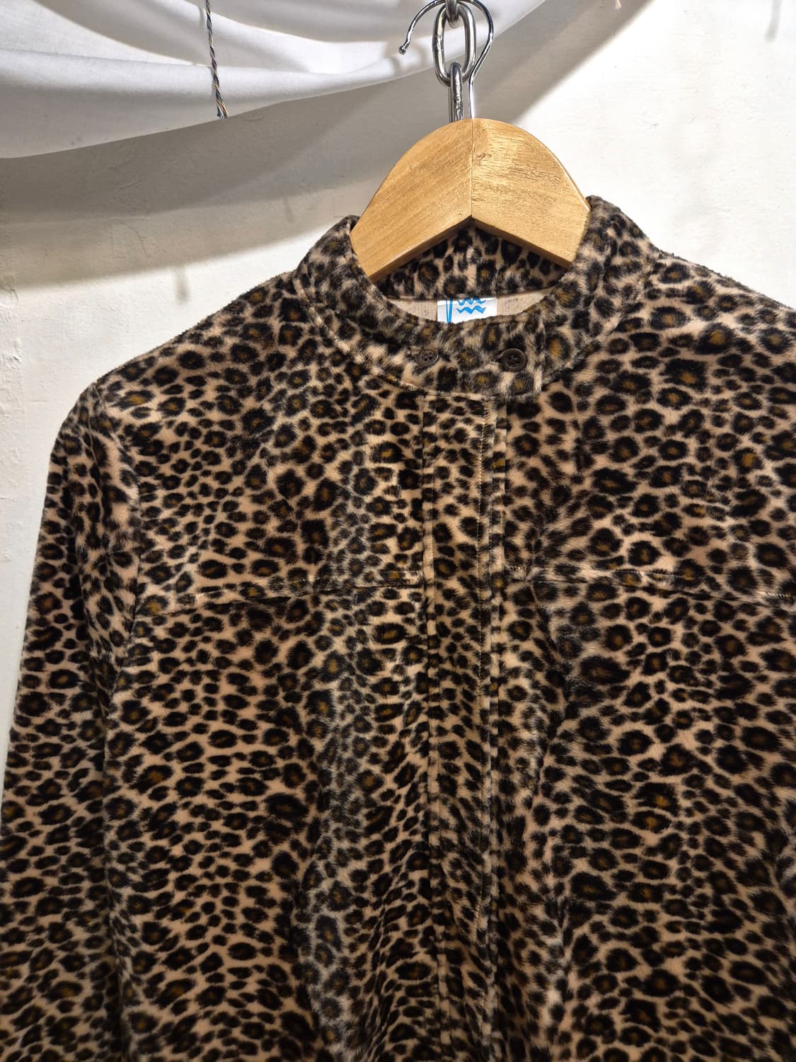 레오파드 패턴 미니멀 히든 버튼 자켓 갸루 y2k 상품이미지2