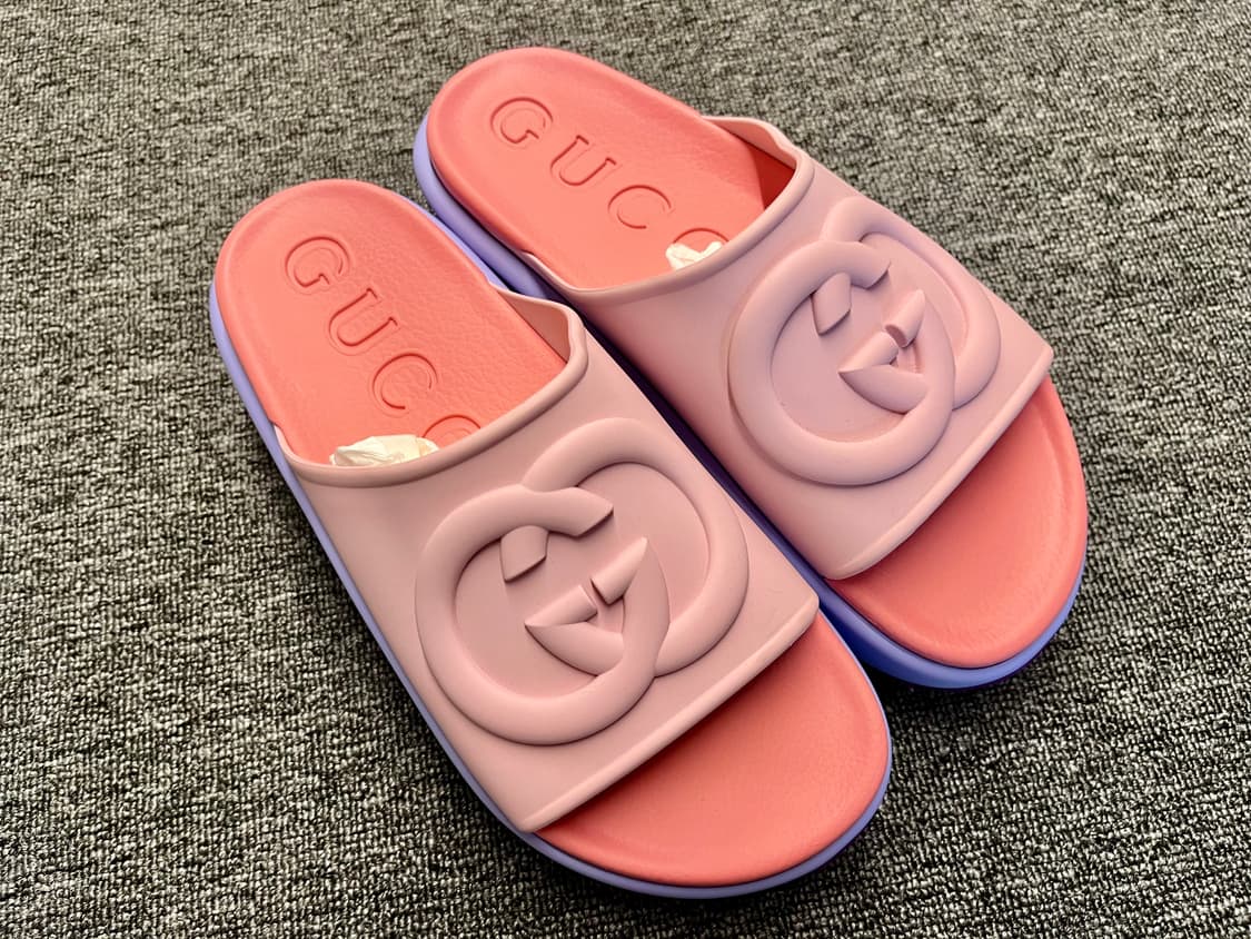 [255] 구찌 인터로킹 뮬 슬리퍼 핑크 퍼플 새제품 39  상품이미지4