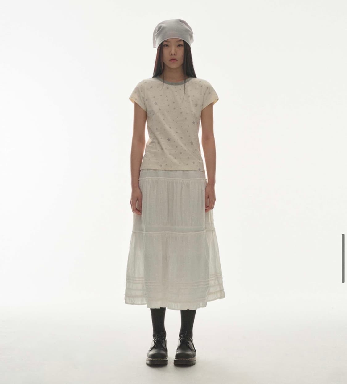 코이세이오(COYSEIO) SHIRRING MIDI SKIRT WHITE 상품이미지3