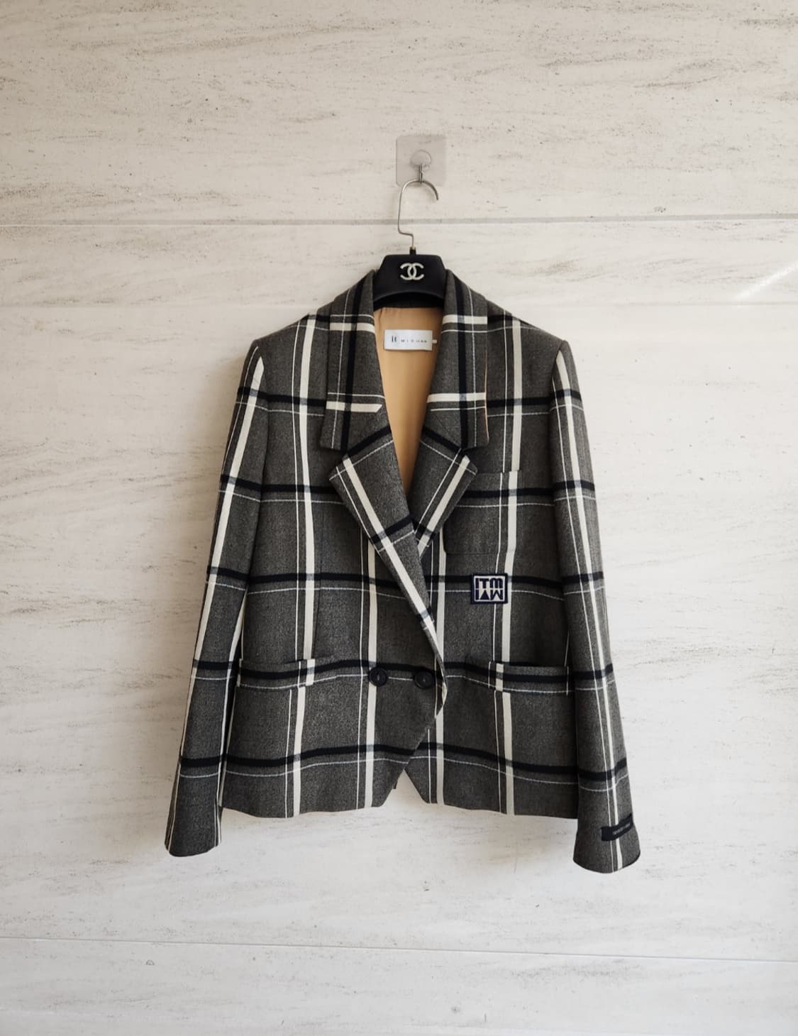 잇미샤  백버튼 체크자켓 55사이즈 상품이미지8