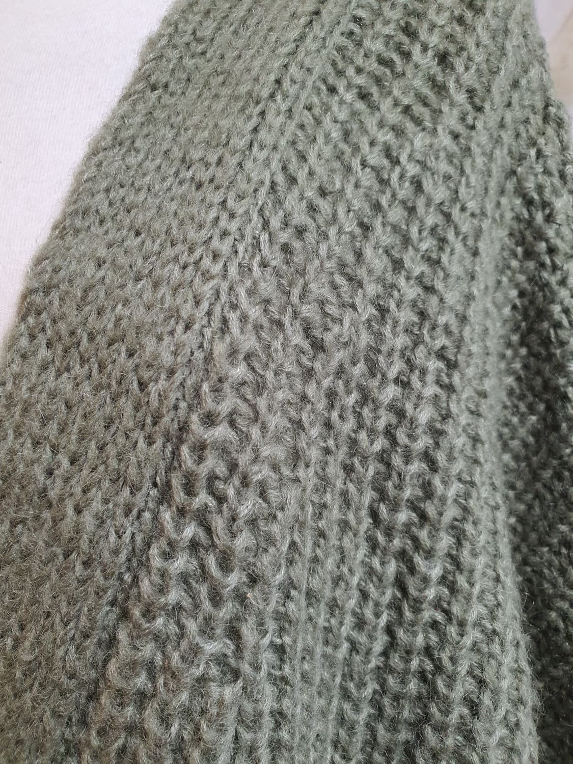 [모리걸] 루즈핏 오버핏 브이넥 니트 가디건 카키 상품이미지3