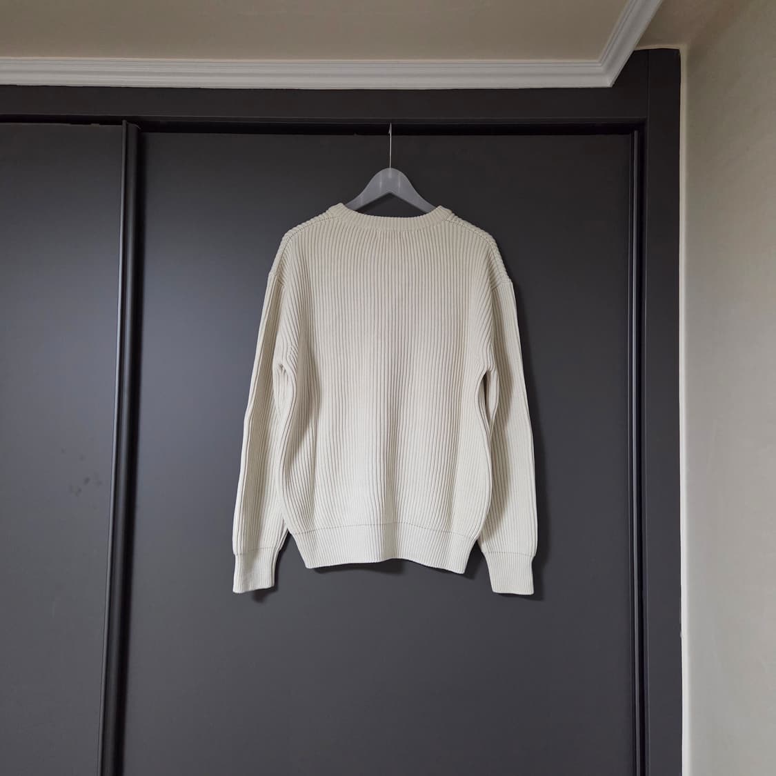 [1] 스테디에브리웨어 크루넥 코튼 립 니트 샌드베이지 / 피셔맨 sew 상품이미지2