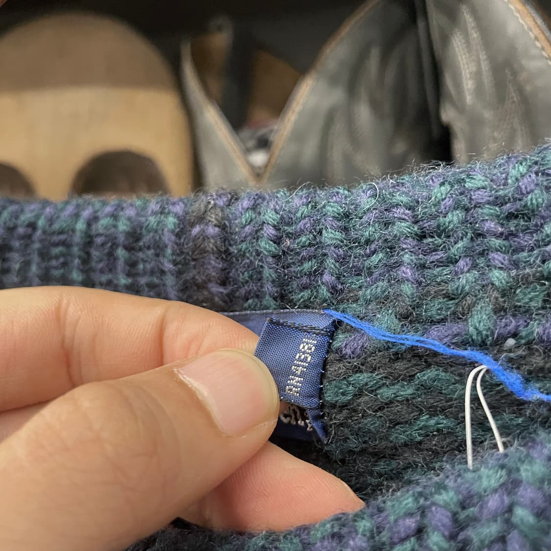 90s 폴로 랄프로렌 멀티 체크 헤비 울 니트 스웨터 컨트리 상품이미지6