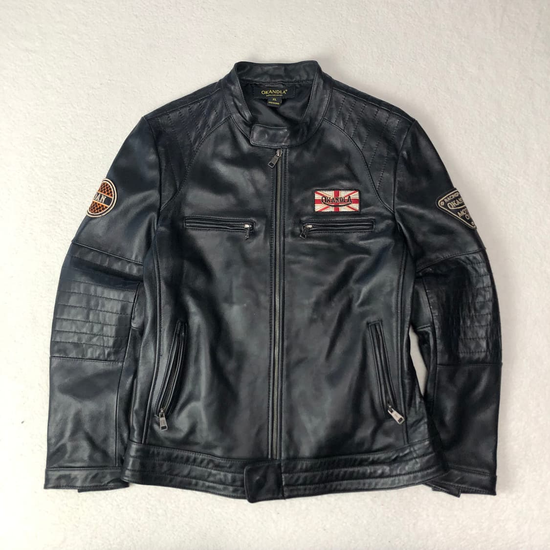 OKANDLA 쉽스킨 바이커 레더 자켓 상품이미지1