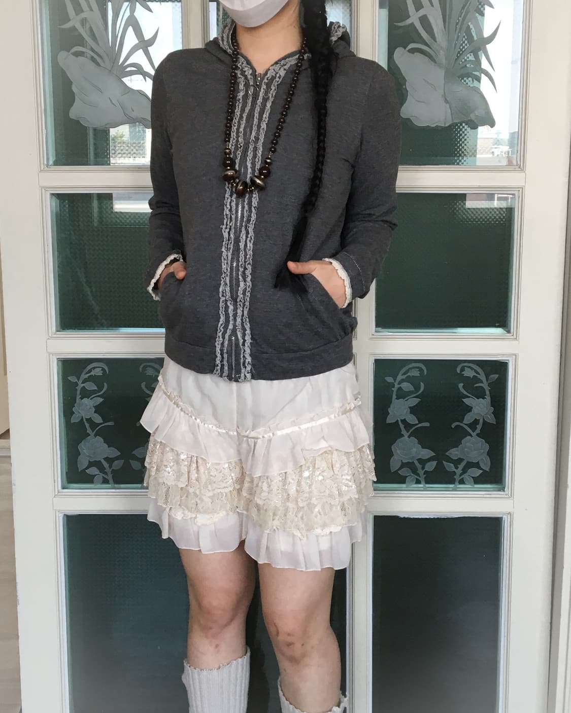 frill trimming hood zip up 상품이미지1