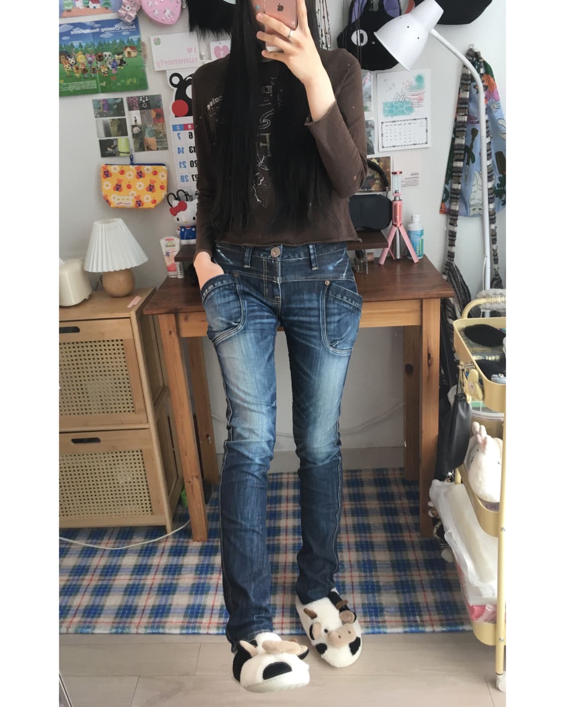 vintage y2k lowrise curved pocket pants 상품이미지2