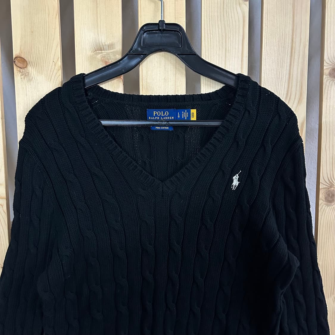 (S) 폴로 랄프로렌 블랙 케이블 브이넥 니트 상품이미지4