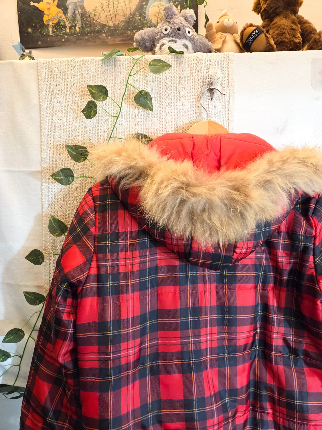 리버시블 레드 체크 키치 패딩 상품이미지5