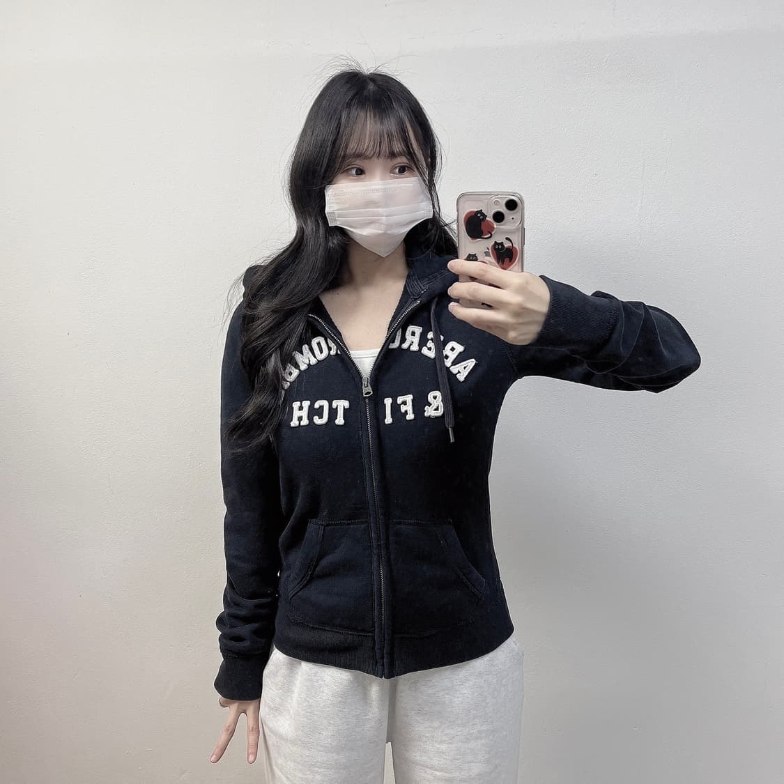 아베크롬비 아치 로고 후드집업 네이비 상품이미지1