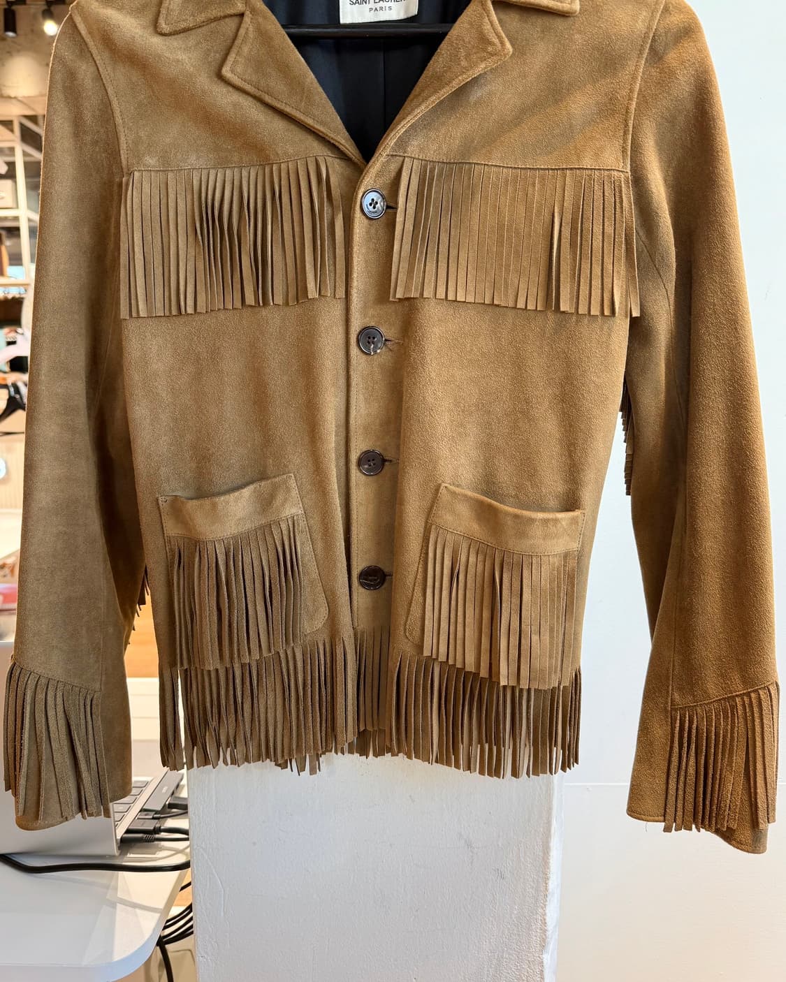 생로랑 브라운 스웨이드 프린지 자켓  상품이미지6