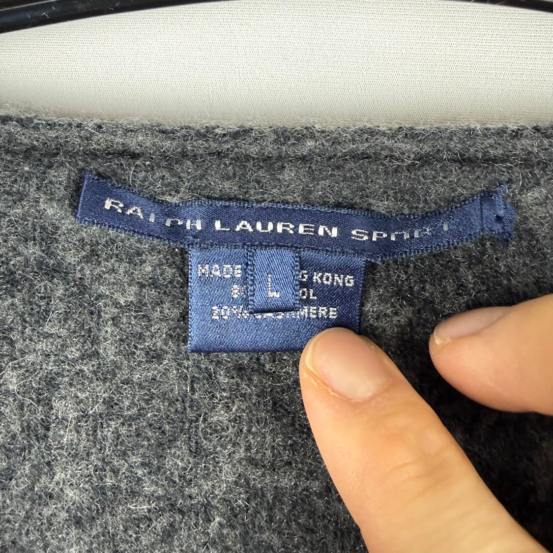 M) 랄프로렌스포츠 울 캐시미어 혼방 크롭 가디건 차콜 상품이미지3