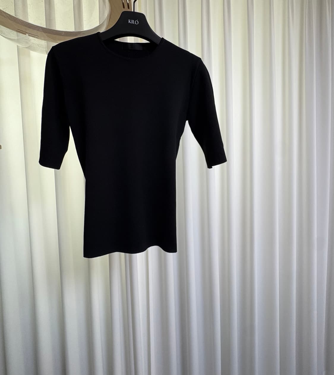 오르 라운드 고밀도 5부 니트 블랙m 상품이미지1