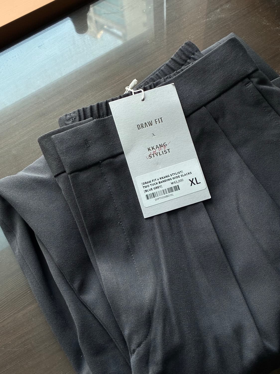 (새상품)(XL) 드로우핏 투턱 밴딩 와이드 슬랙스 [BLUE GREY] 상품이미지9