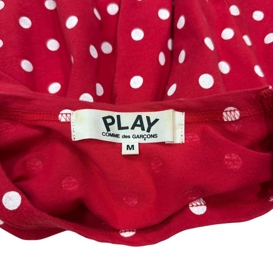 꼼데가르송 도트 땡땡이 롱슬리브 긴팔티 레드 M 상품이미지5