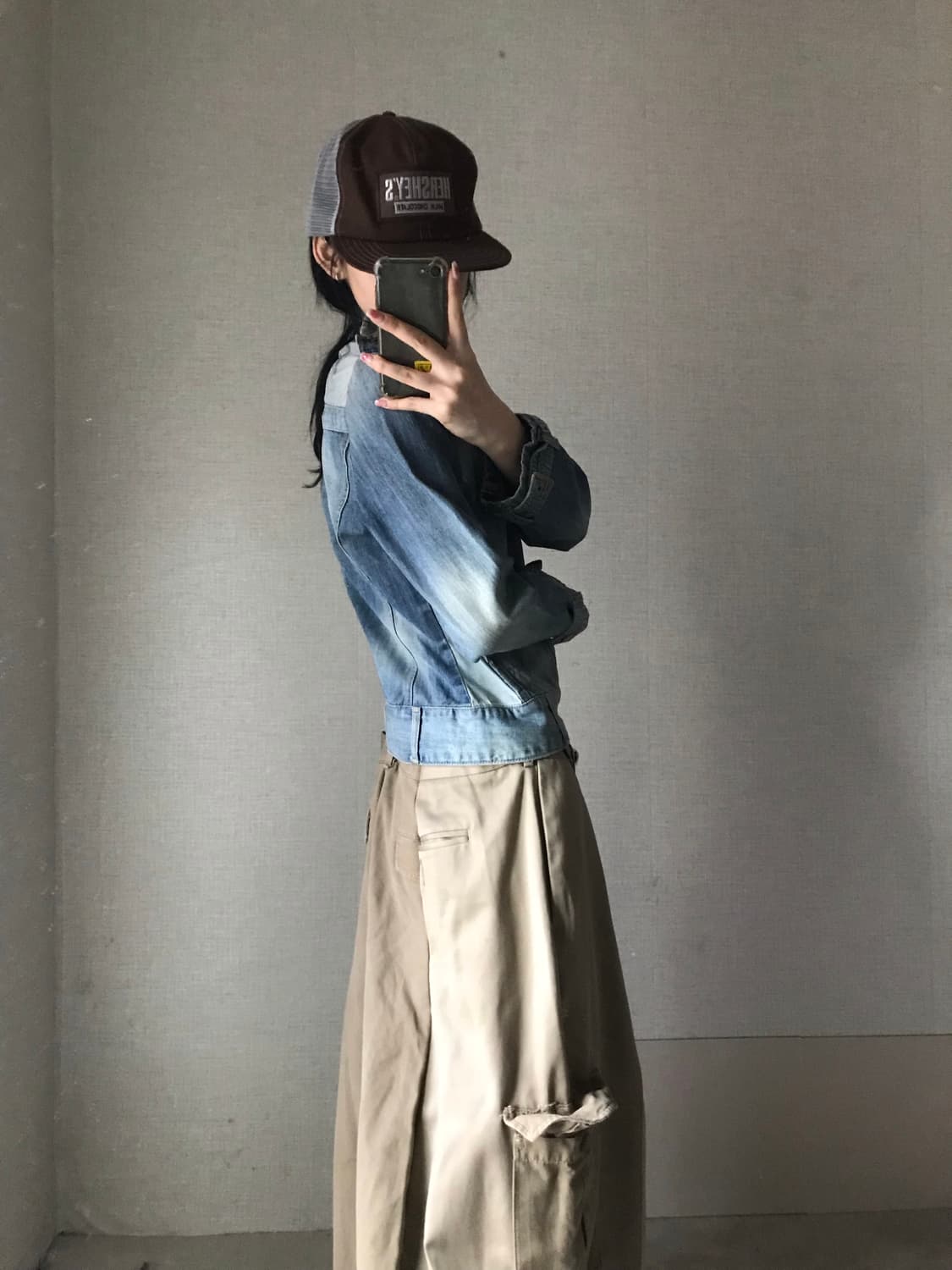 넥버클 디테일 데님자켓 상품이미지3