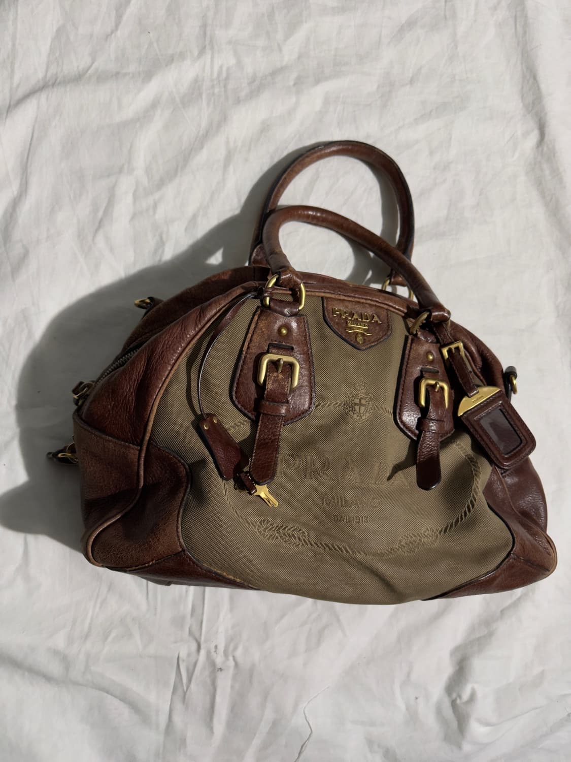 프라다 자가드 코튼 키 락 볼링백 상품이미지2