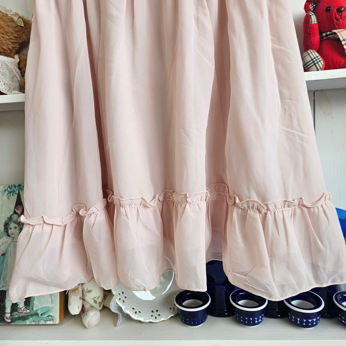 리본숄더 스모크 핑크 원피스 상품이미지4