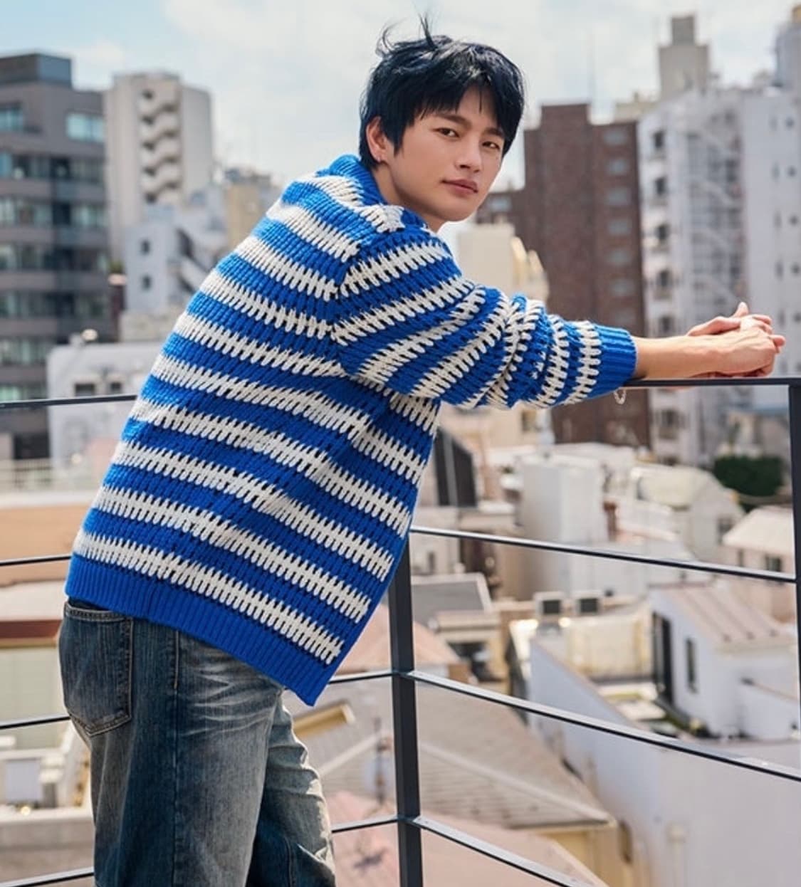 에스티유 STU 스트라이프 가디건 카라 스웨터 상품이미지3