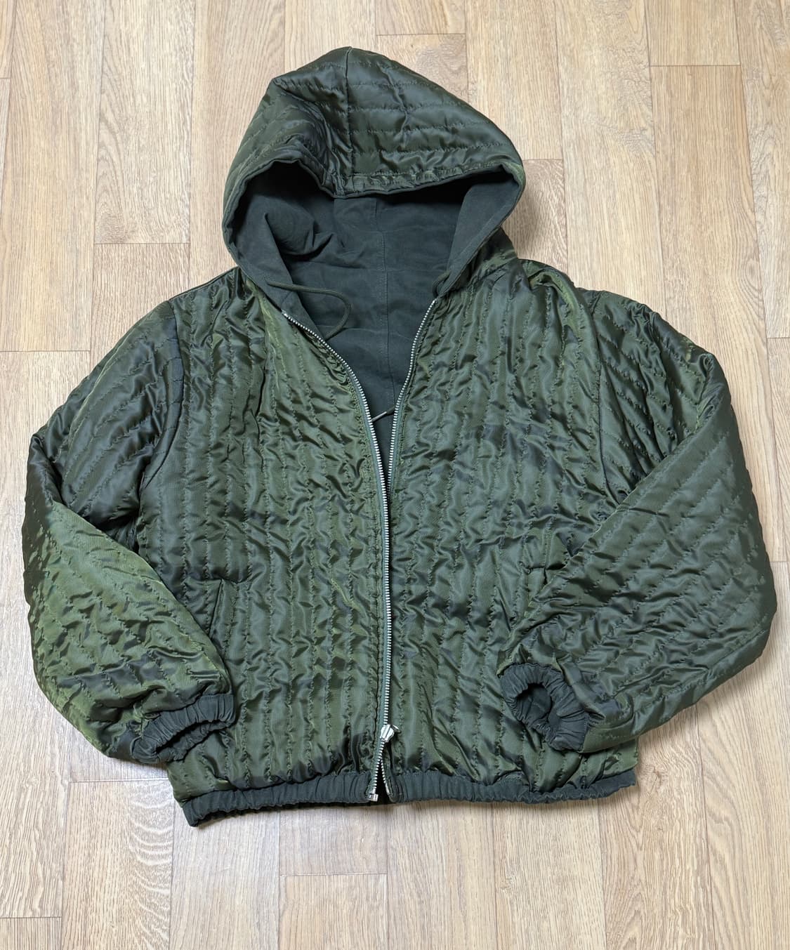 카키색 후드 리버시블 점퍼 자켓 상품이미지2