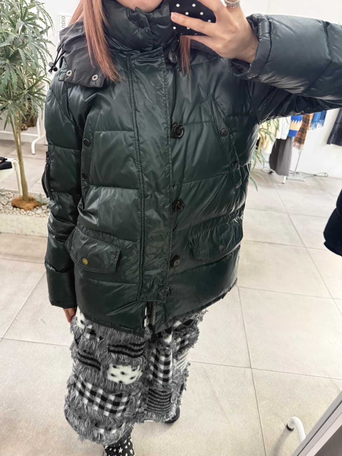 듀베티카 구스다운 모스그린 후드 패딩 점퍼 상품이미지1