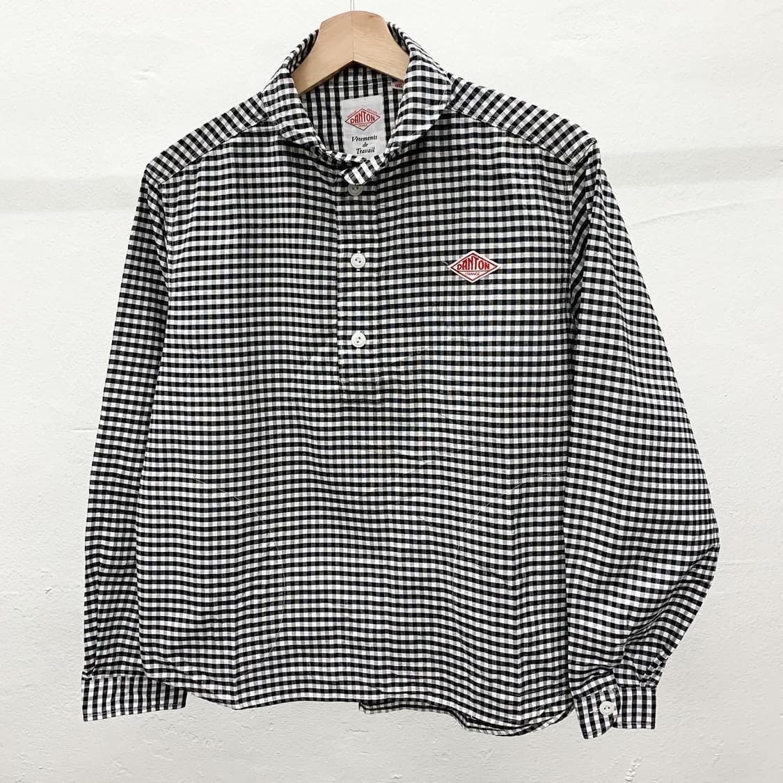 단톤 체크보드 클럽카라 헨리넥 셔츠 상품이미지1