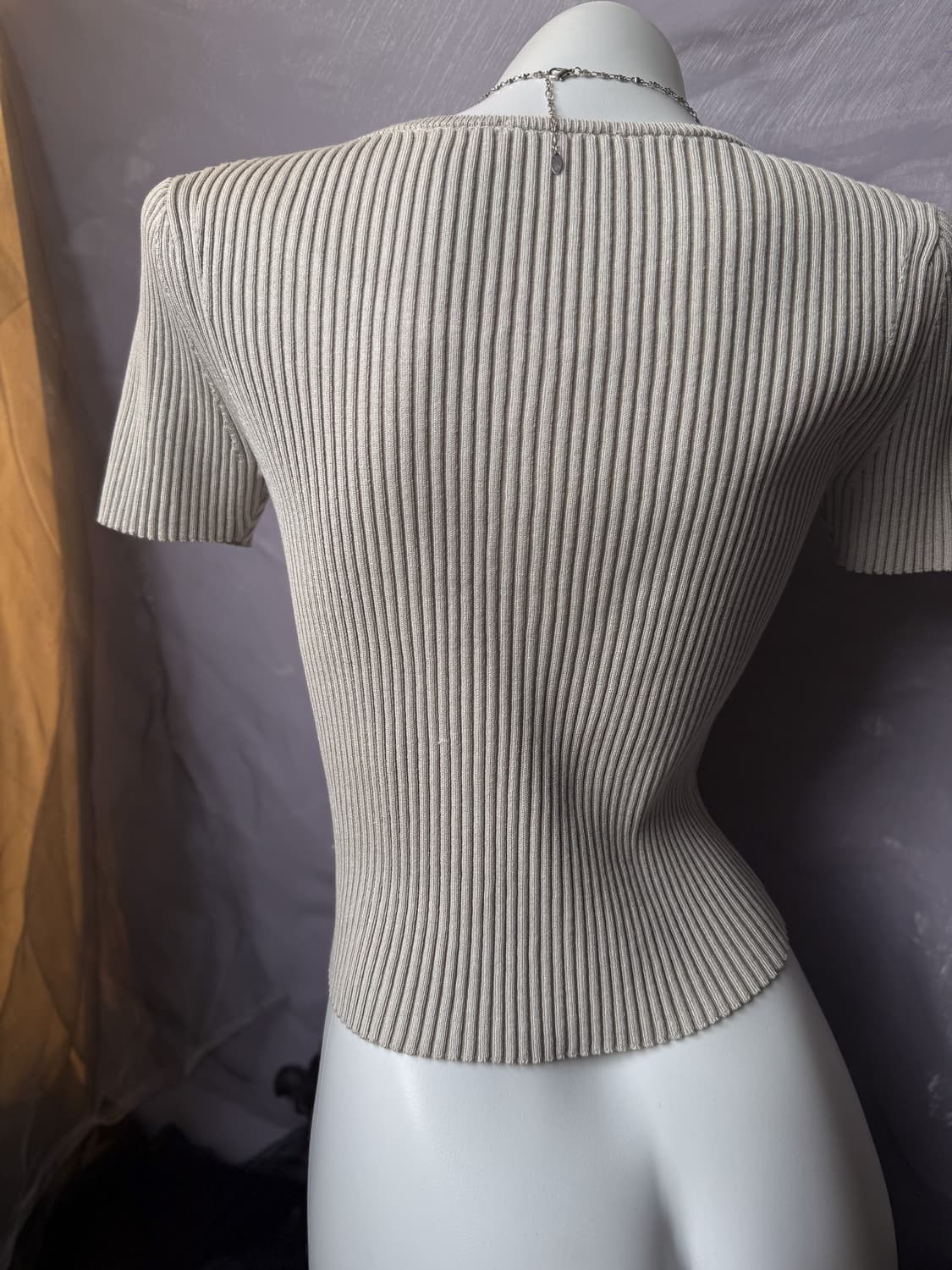 Gray ribbed button top 0114 상품이미지6