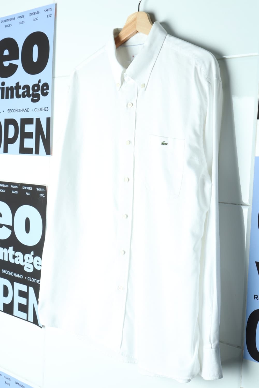 (XL-2XL) 라코스테 셔츠 남방 무지 화이트 흰색 원포켓-H31302 상품이미지1