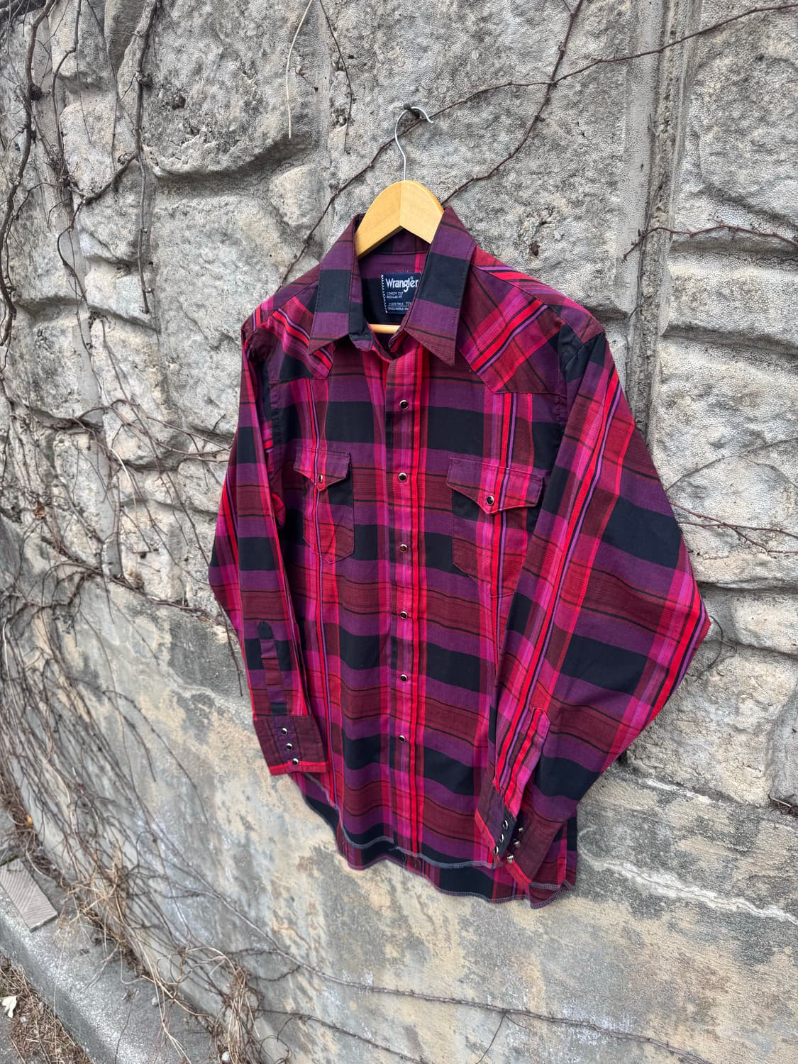 90s 랭글러 빈티지 카우보이컷 체크 웨스턴 셔츠  상품이미지3