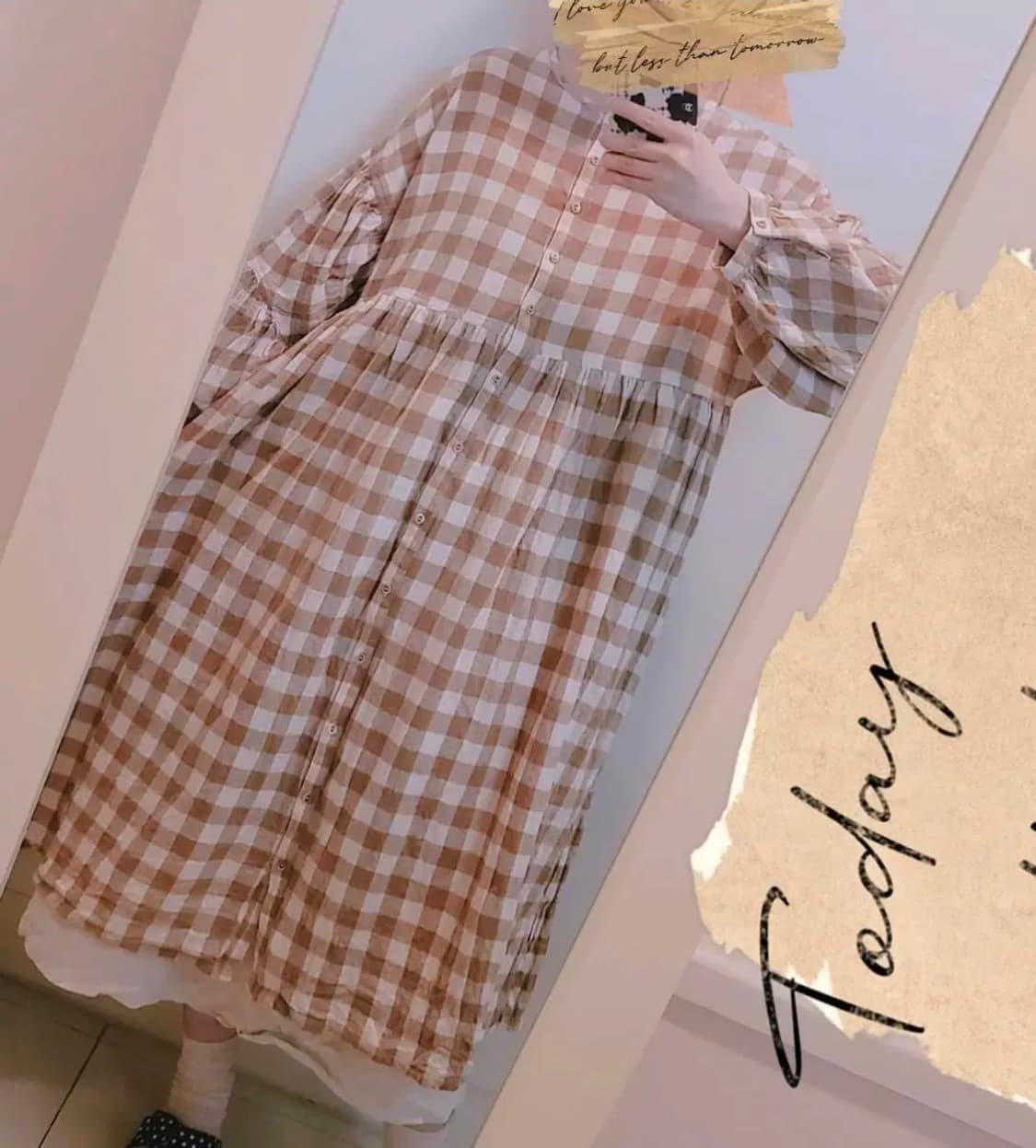 일본빈티지 samansa mos2 체크 원피스 모리걸 베이비돌 상품이미지2