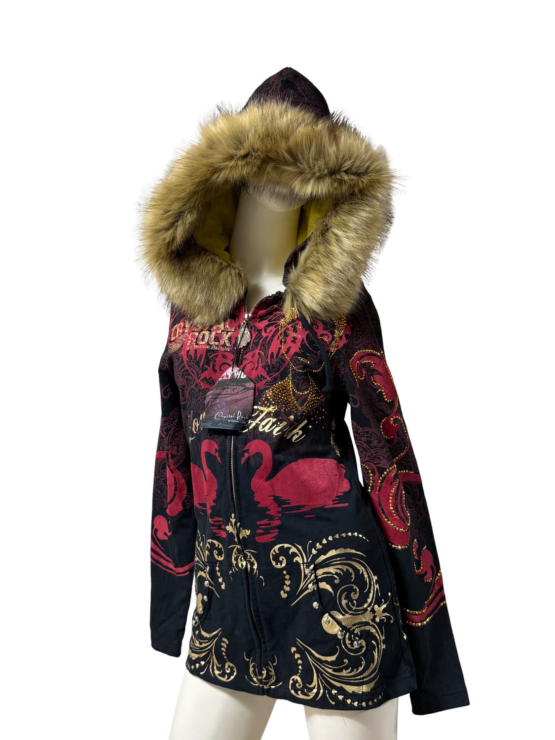 Christian Audigier 갸루맛 퍼 후드집업 미사용품 상품이미지1