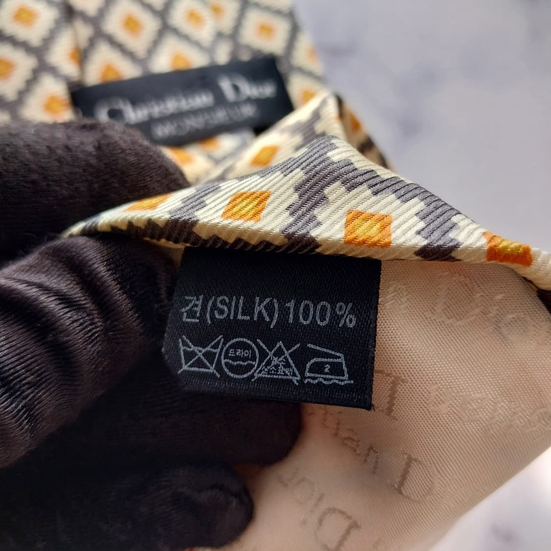 크리스찬 디올 실크 지오메트릭 패턴 넥타이 9.6cm A등급 K2135 상품이미지9