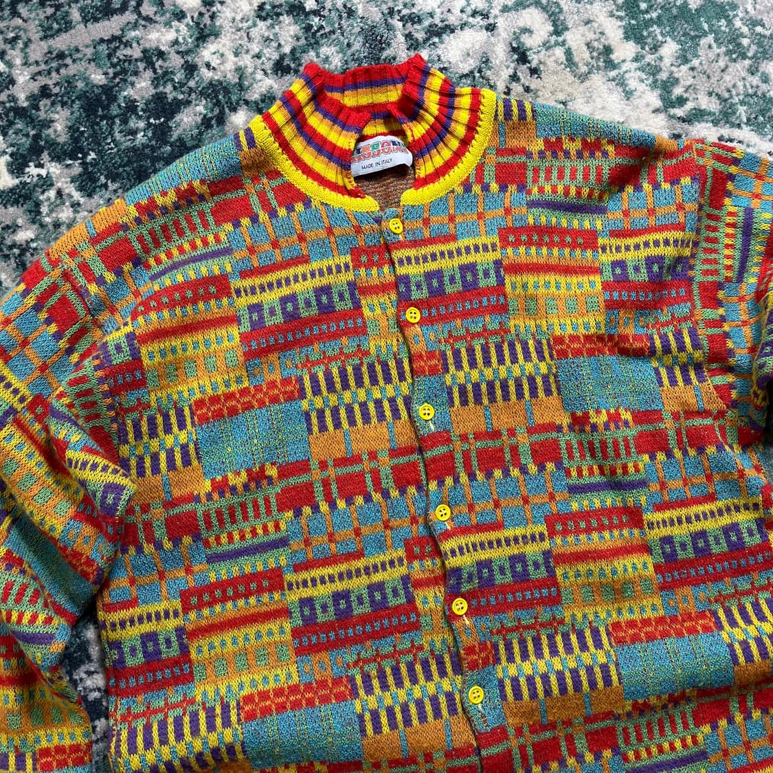 80s Missoni 미쏘니 멀티컬러 패턴 니트 가디건(L) 상품이미지2