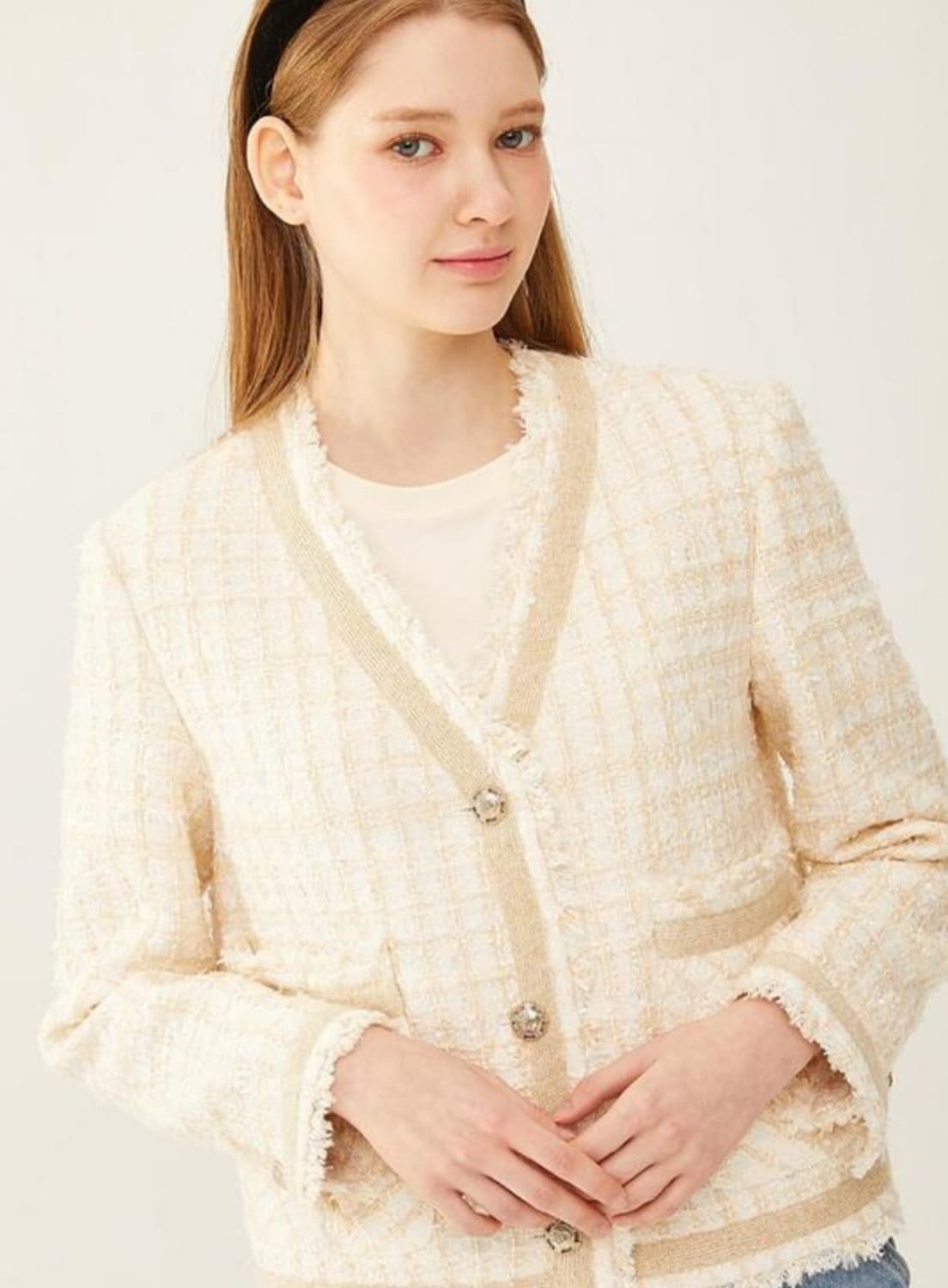 (블랙색상)지컷 트위드자켓 66사이즈 상품이미지3