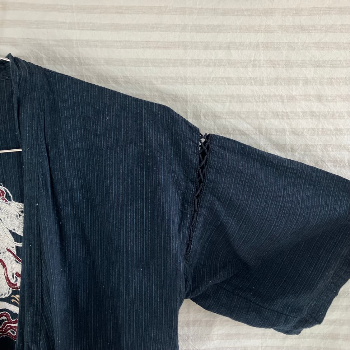 빈티지 린넨 네이비 드래곤 남성 기모노 982 y2k 스트릿 갸루 펑키  상품이미지5