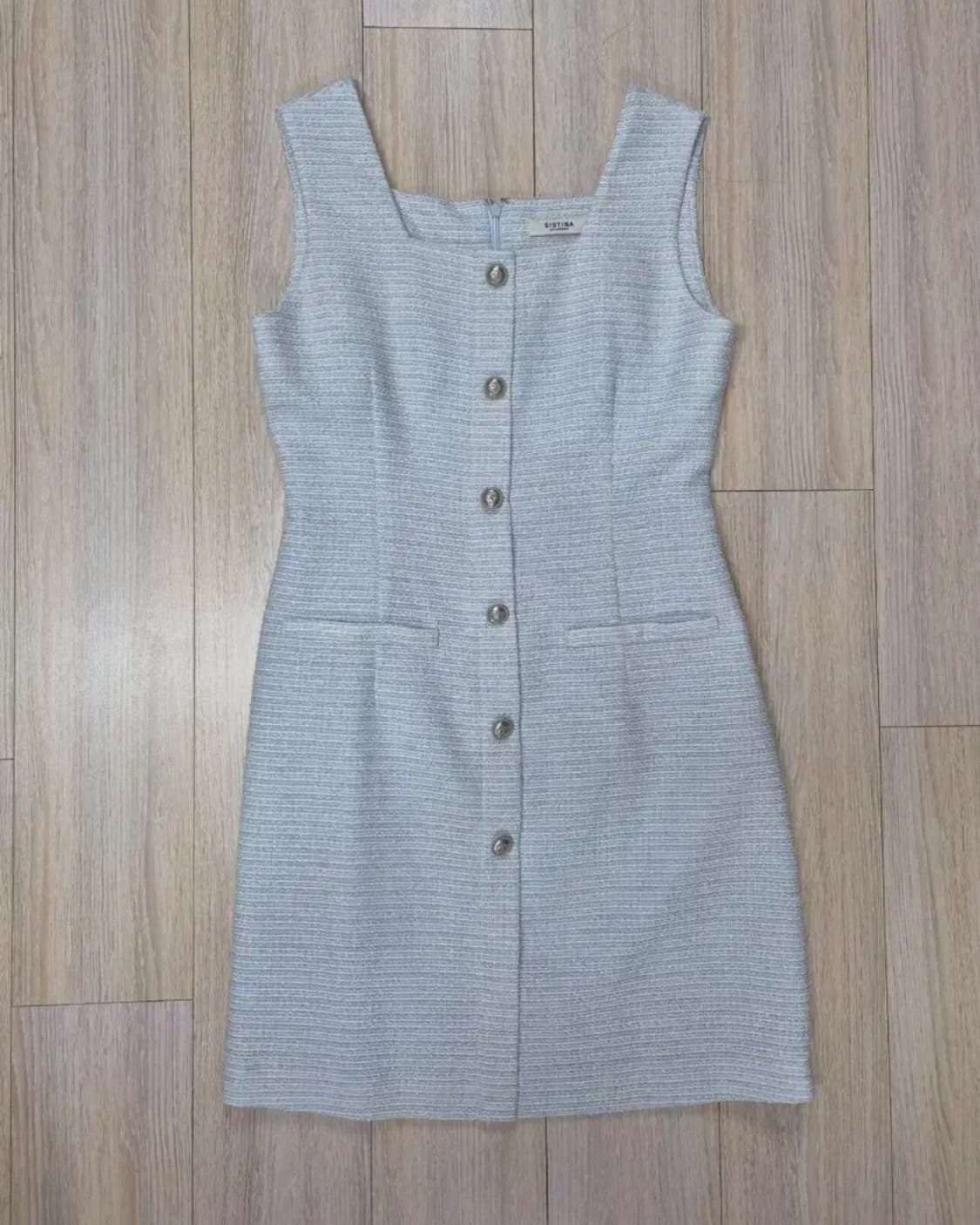 시스티나 트위드 버튼 스퀘어넥 원피스 55 상품이미지1