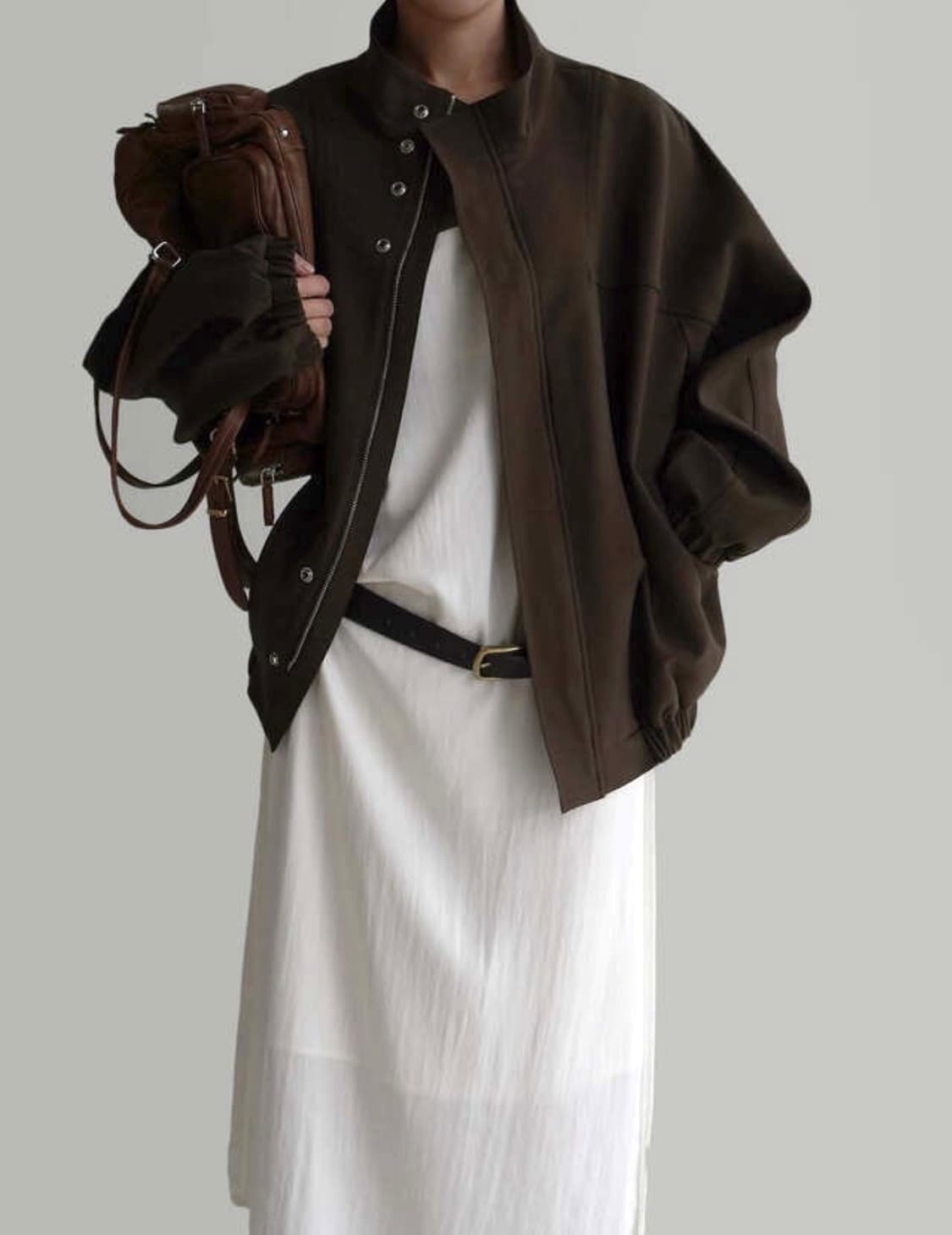 [Free]Laroom 오버핏 하이넥 자켓/브라운 상품이미지2