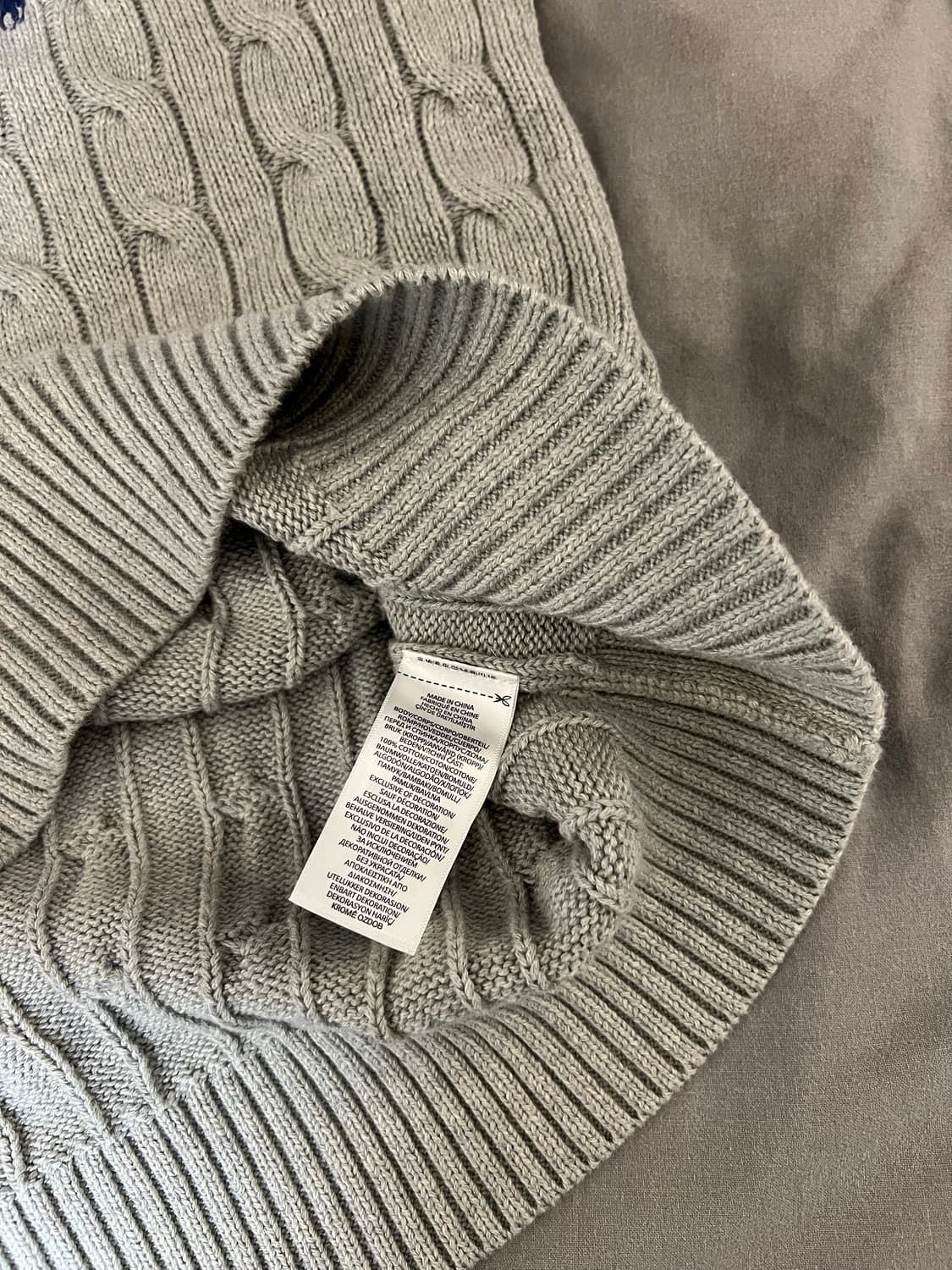 폴로 랄프로렌 케이블 꽈배기 니트 그레이 S 상품이미지6