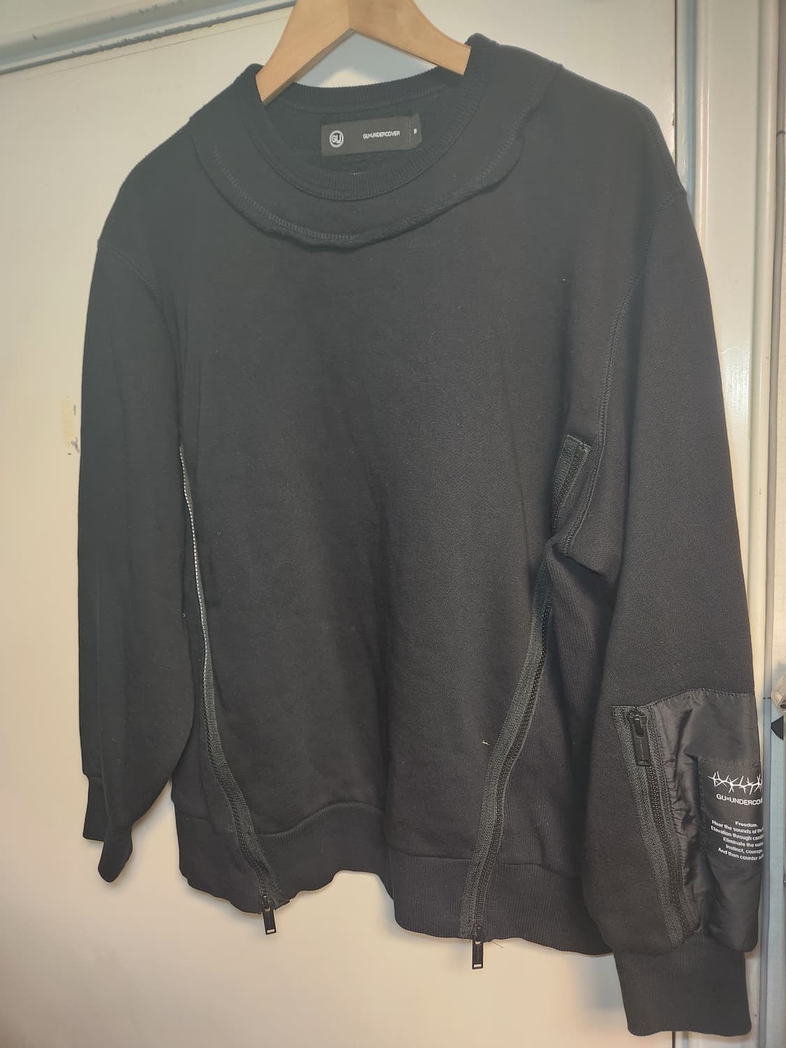 GUx언더커버 더블 테크지퍼 블랙 라운드 맨투맨 M 상품이미지1